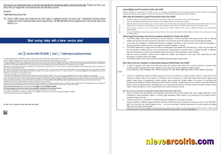 UAE Abu Dhabi Union National bank mortgage loan statement, 8 pages 7-8